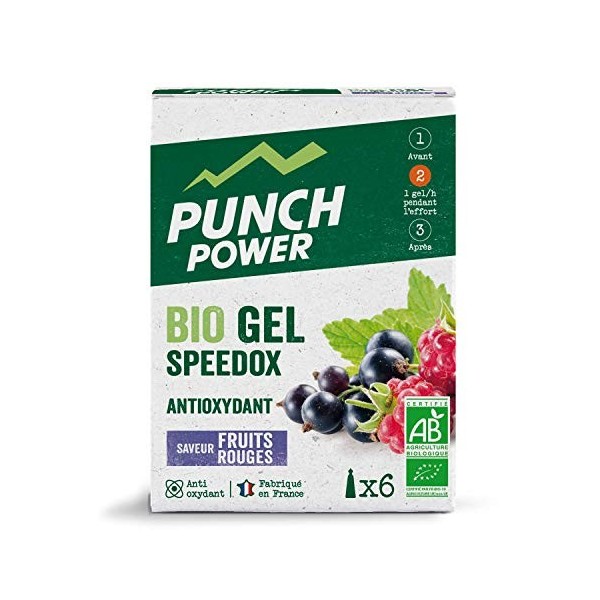 PUNCH POWER - SPEEDOX Fruits Rouges - Boîte 6 gels x 25 g - Gel énergétique antioxydant - Énergie progressive - Riche en Vit