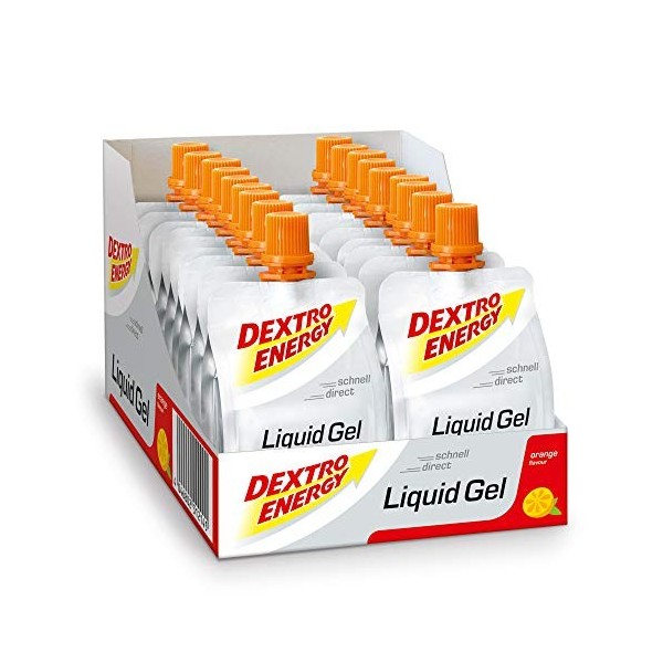 Dextro Energy Lot de 18 bouteilles de gel liquide Orange 60 ml