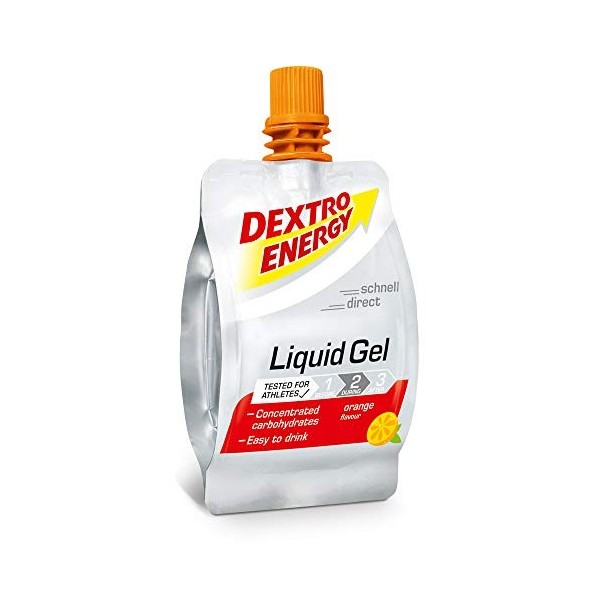 Dextro Energy Lot de 18 bouteilles de gel liquide Orange 60 ml