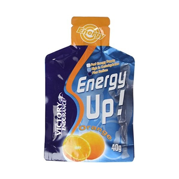 Victory Endurance Energy Up Gel 24x40g Goût Orange Gel Énergétique dHydrates de Carbones avec un plus de Sodium plus Sans 