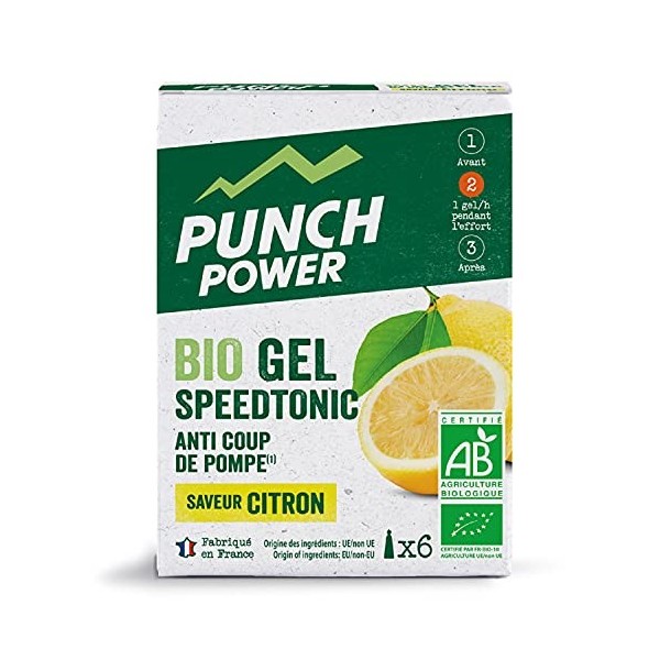 PUNCH POWER - SPEEDTONIC Citron - Boîte 6 gels x 25 g - Gel Anti Coup de Pompe - Guarana - Ginseng - Effet Booster - Bio - Ma