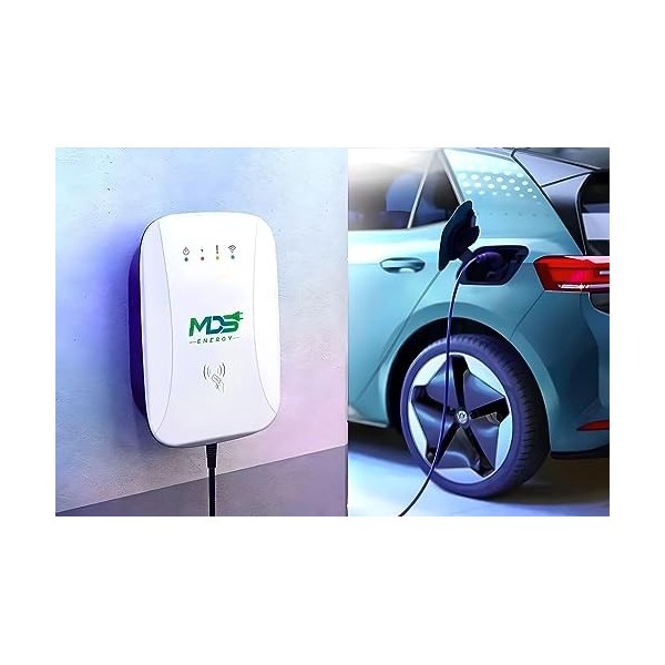 MDS ENERGY Pulse Series Borne de Recharge Vehicule Electrique 7KW avec RFID, Chargeur EV 32A avec Câble de Charge de Type 2 W