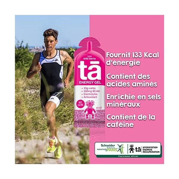 TA ENERGY - Gel Energétique - Wild Berry x12 - Energie - Sodium - BCAA - Antioxydants - Cafféine - Idéal pendant les activité