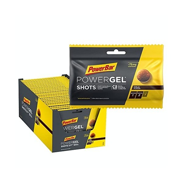 Powerbar PowerGel Shots Cola 24x60g - Gel Énergétique à Haute Teneur en Carbone + C2MAX + 75mg Caféine & Ride Energy Peanut-C