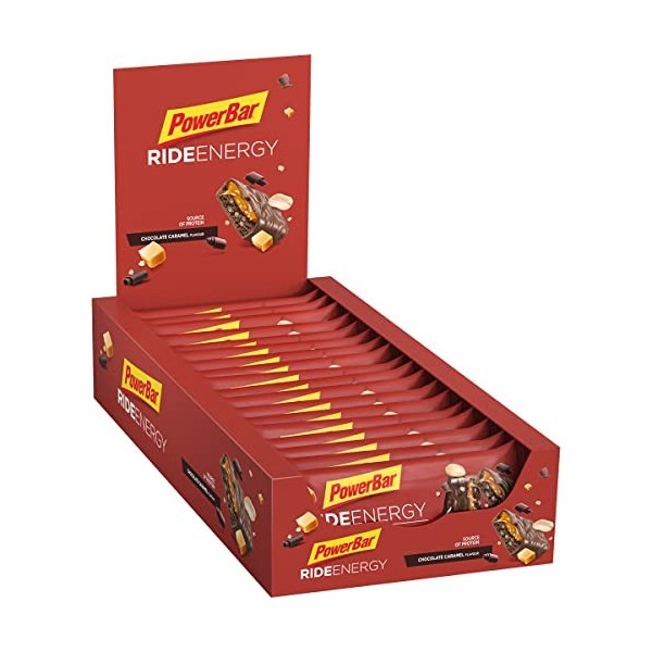 Powerbar PowerGel Shots Cola 24x60g - Gel Énergétique à Haute Teneur en Carbone + C2MAX + 75mg Caféine & Ride Energy Chocolat