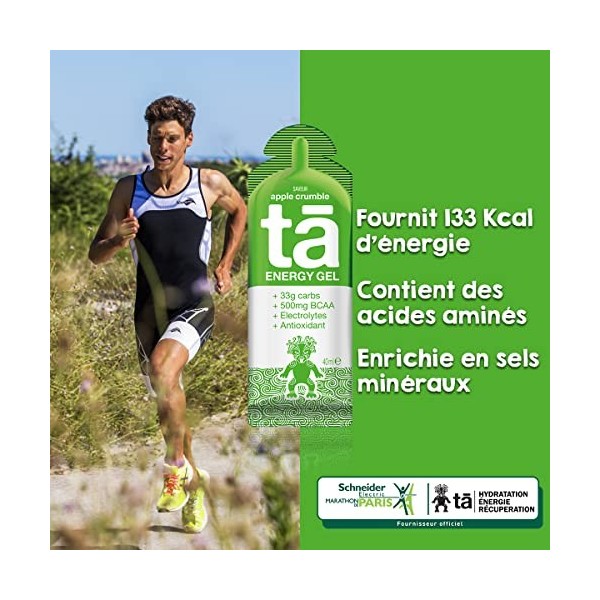 TA ENERGY - Gel Energétique - Apple Crumble x24 - Energie - Sodium - BCAA - Antioxydants - Idéal pendant les activités sporti