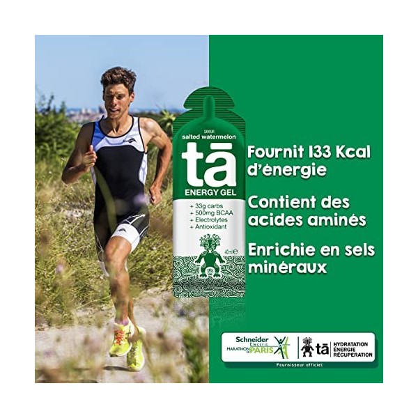 TA ENERGY - Gel Energétique - Salted Watermelon x24 - Energie - Sodium - BCAA - Antioxydants - Idéal pendant les activités sp