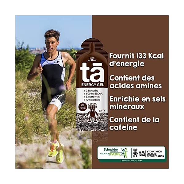 TA ENERGY - Gel Energétique - Coffee x24 - Energie - Sodium - BCAA - Antioxydants - Cafféine - Idéal pendant les activités sp