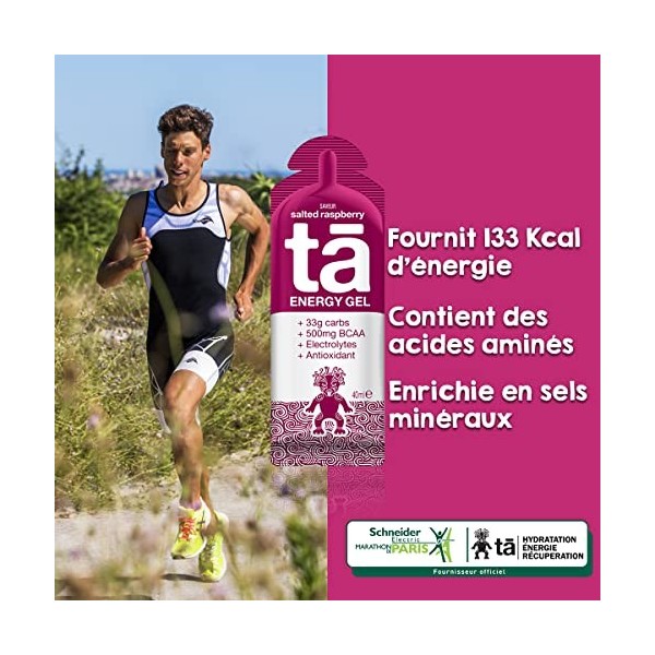 TA ENERGY - Gel Energétique - Salted Raspberry x24 - Energie - Sodium - BCAA - Antioxydants - Idéal pendant les activités spo