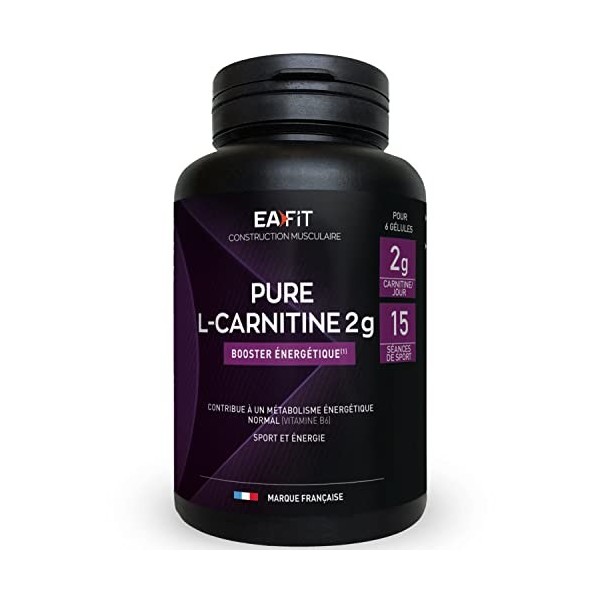 EAFIT| Pure L-Carnitine | Booster énergetiques | Améliore la performance sportive | L-Carnitine 2000 mg | 90 Gélules