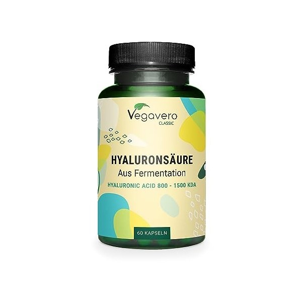 Acide Hyaluronique Pur Vegavero® | 100% Naturel | 600 mg par Gélule | VEGAN & Sans Additifs Artificiels | Anti-âge et Articul