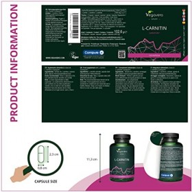 L-Carnitine Pure Vegavero® | Premium : Avec CARNIPURE® | Sans Additifs | Brûleur de graisse et Pre-Workout | 120 Gélules | VE
