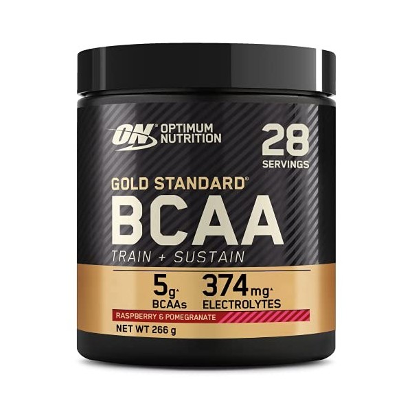 Optimum Nutrition Gold Standard BCAA Train + Sustain, poudre dacides aminés pré-entraînement, boisson sportive, vitamine C, 