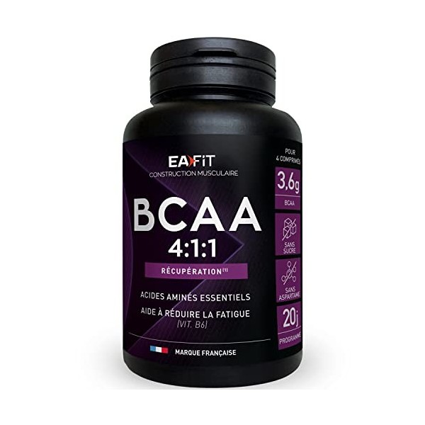 EAFIT | BCAA 4.1.1 | Réduction de la Fatigue, Prise de Masse | Acide Aminés Essentiels : Valine, Leucine | Assimilation Rapid