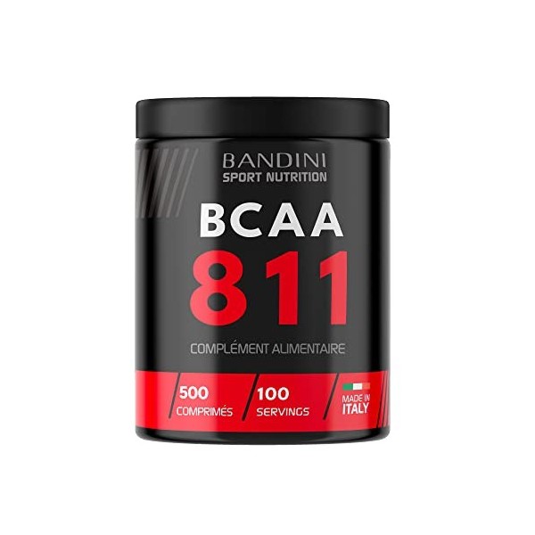 BANDINI® BCAA 8.1.1 500 comprimés - BCAA 811 Acides aminés à chaîne ramifiée, Leucine, Isoleucine, Valine avec vitamines B1 e