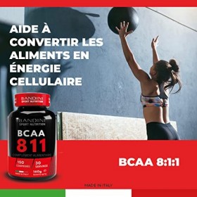 BANDINI® BCAA 8.1.1 150 comprimés - BCAA 811 Acides aminés à chaîne ramifiée, Leucine, Isoleucine, Valine avec vitamines B1 e