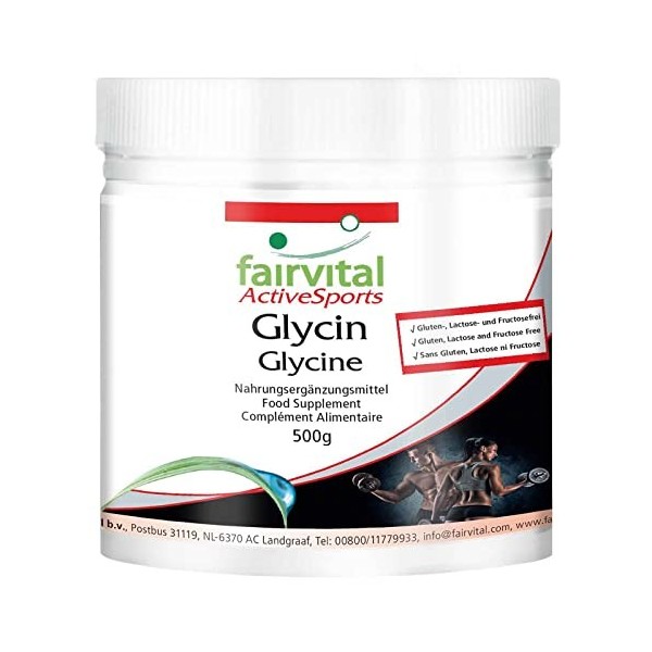 Fairvital | Glycine poudre - set pour pendant 5 mois - VEGAN - 500g - glycine en poudre sans additif