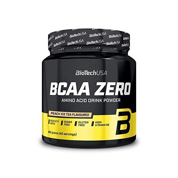 BioTechUSA BCAA Zero Poudre de boisson aromatisée aux acides aminés sans sucre, avec L-leucine, L-isoleucine et vitamine B6, 