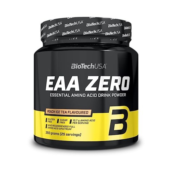 BioTechUSA EAA Zero Boisson en poudre aromatisée contenant des acides aminés essentiels avec de la L-glutamine et des édulcor