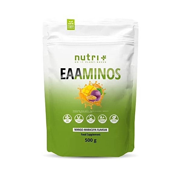 EAA POWDER 500g Vegan - HAUTE DOSE - tous les acides aminés essentiels - saveur mangue-fruit de la passion EAAs - Nutri-Plus 