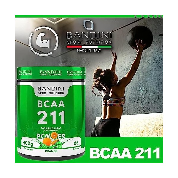 BANDINI® BCAA 2:1:1 Poudre - Powder 400gr Zéro Sucre - Avec Leucine, Isoleucine, Valine - Acides aminés à chaîne ramifiée 2.1