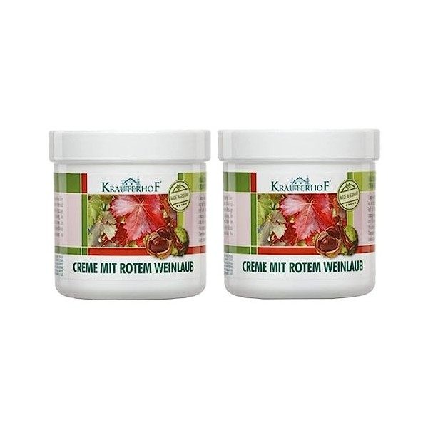 Kräuterhof Creme avec feuilles de vigne rouges 250ml, Lot de 2