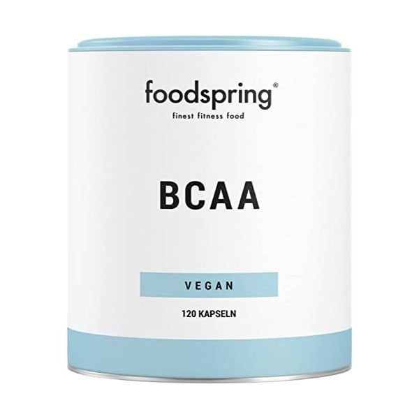 foodspring Gélules de BCAA, 120 gélules, BCAA végétaux de haute qualité, les acides aminés essentiels pour tes muscles