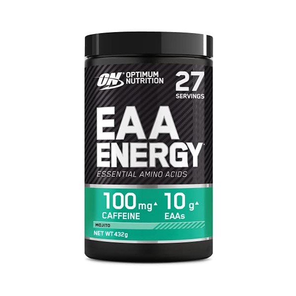 Optimum Nutrition EAA Energy avec mélange complet dacides aminés essentiels et caféine, Pre Workout en poudre sans sucre, ac