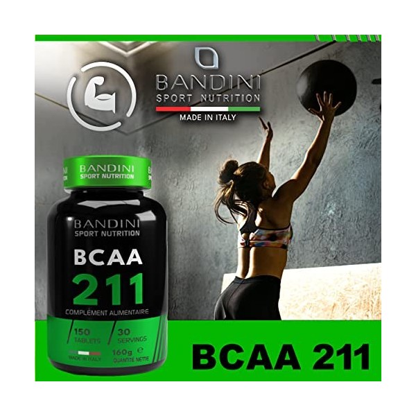 BANDINI® BCAA 2 1 1 150 Comprimés, Acides aminés à chaîne ramifiée bcaa 2.1.1, Leucine, Isoleucine, Valine avec Vitamine B1 e