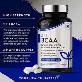 BCAA Haute Résistance 1000mg 2:1:1 - Supplément Sport - Leucine, Isoleucine et Valine avec Vitamines B6 et B12 ajoutées - Réd