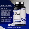 BCAA Haute Résistance 1000mg 2:1:1 - Supplément Sport - Leucine, Isoleucine et Valine avec Vitamines B6 et B12 ajoutées - Réd