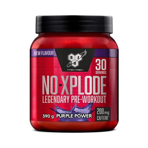 BSN Nutrition N.O.-Xplode Complément alimentaire Pre Workout en poudre, maintient lénergie et la concentration avec caféine,