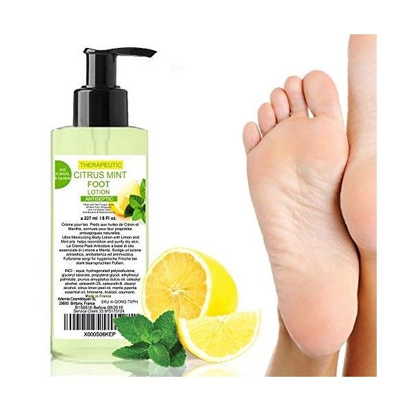 Crème pour les pieds secs & callosités, cal et corne au pied à lhuile de citron purifiante et menthe 200 ml