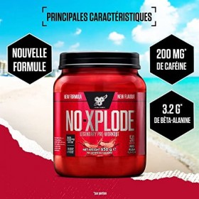 BSN Nutrition N.O.-Xplode Complément alimentaire Pre Workout en poudre, maintient lénergie et la concentration avec caféine,
