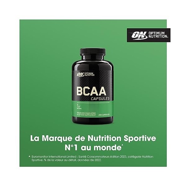 Optimum Nutrition BCAA Capsules, Comprimés dacides aminés, 1000 mg dacides aminés essentiels BCAA avec L-Leucine, L-Isoleuc