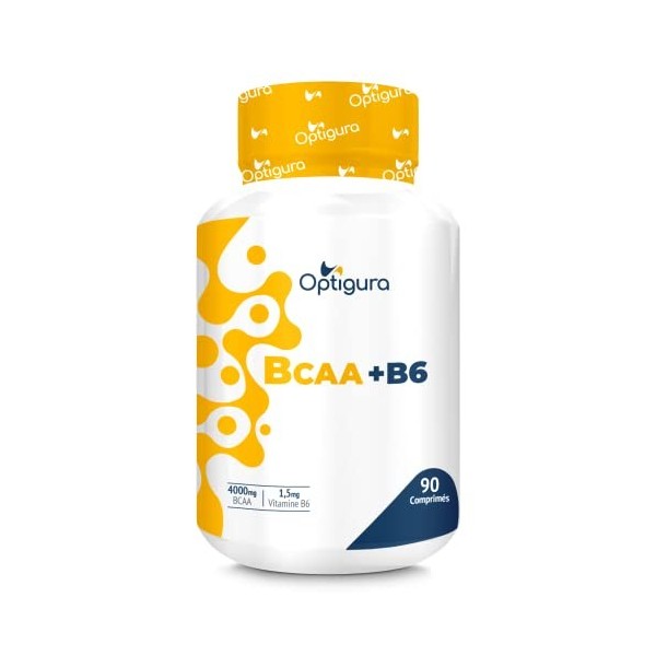 OPTIGURA - BCAA+B6 - Formule d’Acides Aminés BCAA + Vitamine B6-90 Comprimés