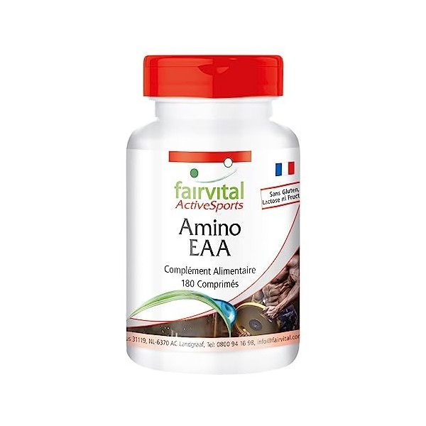 Fairvital | Amino EAA - 180 comprimés - acides aminés essentiels - phénylalanine, tryptophane, thréonine, lysine, valine, mét