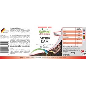 Fairvital | Amino EAA - 180 comprimés - acides aminés essentiels - phénylalanine, tryptophane, thréonine, lysine, valine, mét