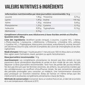 WFN Approved EAA - Pomme citron vert - 500 g - 8 Acides Aminés Essentiels - Poudre EAA Instantanée - Végétalien - 35 portions