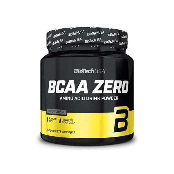 BioTechUSA BCAA Zero Poudre de boisson aromatisée aux acides aminés sans sucre, avec L-leucine, L-isoleucine et vitamine B6, 