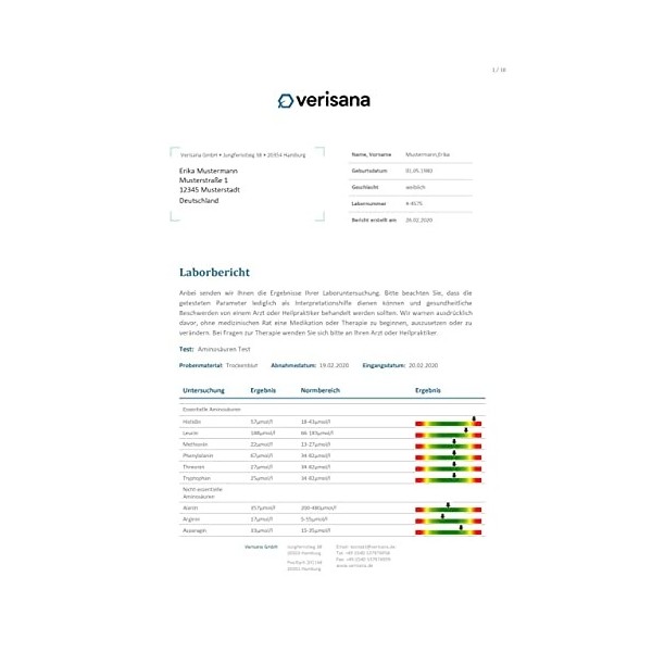 Test dacides aminés sur 18 acides aminés – aminogrammes avec acides aminés essentiels leucine, méthionine, phénylalanine, th