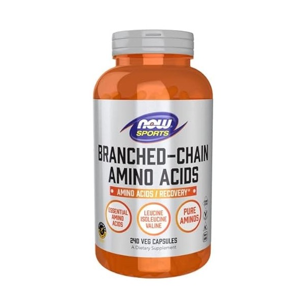 Now Foods, BCAA Branched-Chain Amino Acids , 240 Capsules végétaliennes, Acides Aminés à Chaîne Ramifiée, Testé en Laboratoi