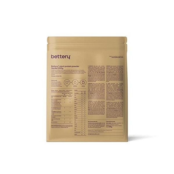 Bettery For a Better Plant Protein 240 g - Poudre de protéines végétales pour développer et régénérer les muscles grâce aux