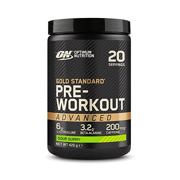 Optimum Nutrition Gold Standard Pre-workout Advanced avec L-Citrulline, Bêta-alanine et Caféine, Saveur Tropical, 20 Portions