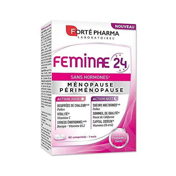 Forté Pharma – Féminae 24 – Sans Hormones | Complément Alimentaire Ménopause à base de Plantes et Vitamines - Beta alanine, L