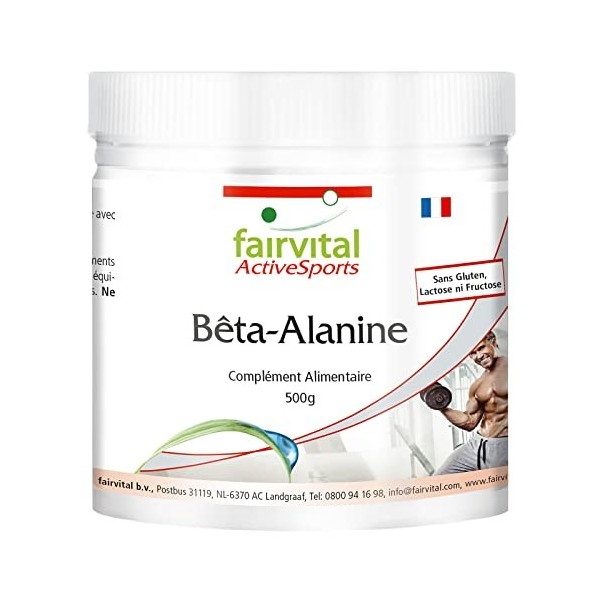 Fairvital | Bêta-alanine - 500 g poudre, VÉGAN - 100% β-alanine pure sans additifs - cuillère doseuse incluse