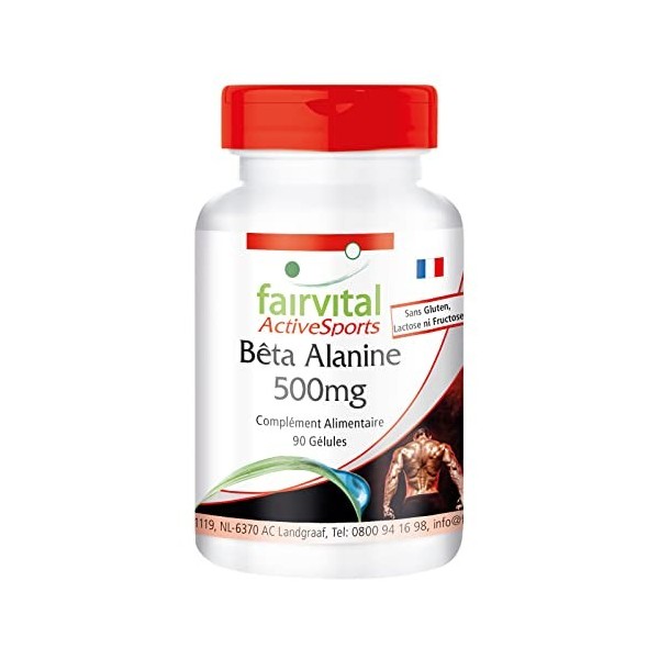 Fairvital | Bêta Alanine 500mg - 90 gélules - acide aminé populaire - sans mélanger la poudre - 100% végan