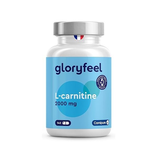 L-Carnitine 2941mg Tartrate de L-Carnitine, Pre Workout pour LÉnergie, 140 Capsules de Carnitine Pure de Carnipure ®, Hautem