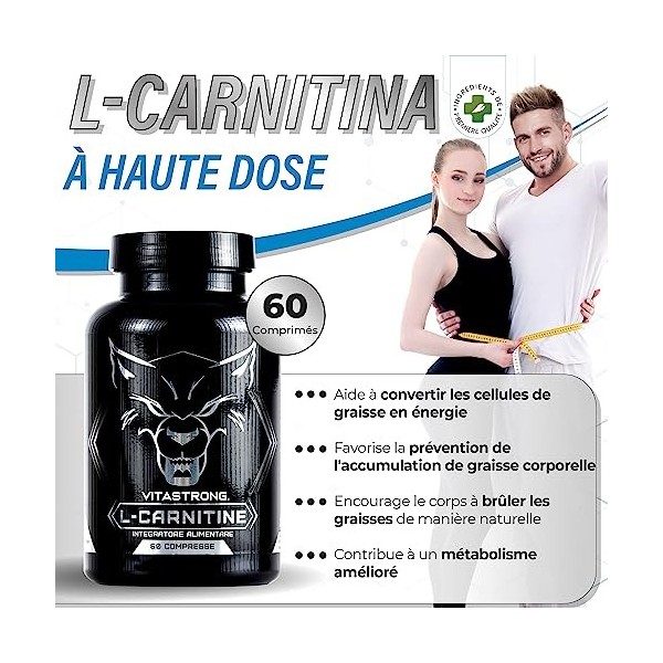 CARNITINE Brûle Graisse Puissante Vitastrong | L-Carnitine Pure à 100% Haute Dose Extra Fort | Pour l’Entraînement Améliore É