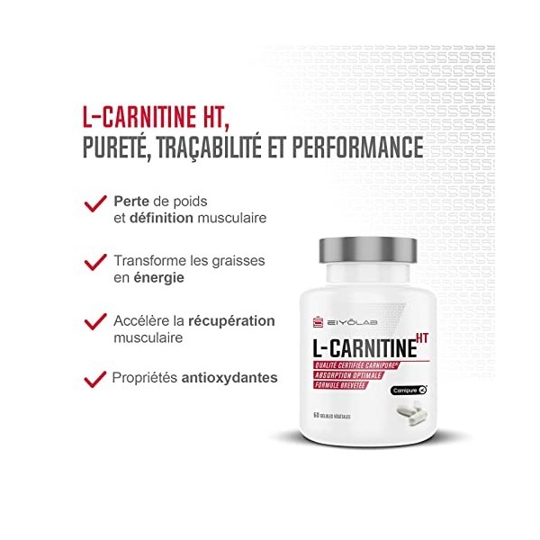 L-CARNITINE Premium Brevetée Carnipure® | Energie - Sèche - Récupération | Pre-workout Sans Caféine ni Stéarate de Magnésium 